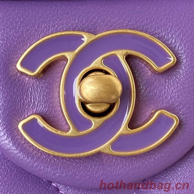 Chanel Flap Lambskin mini Shoulder Bag AS3113 purple