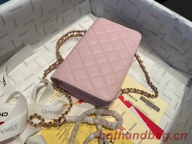 Chanel mini Shoulder Bag Grained Calfskin&Gold-Tone Metal AP2804 pink