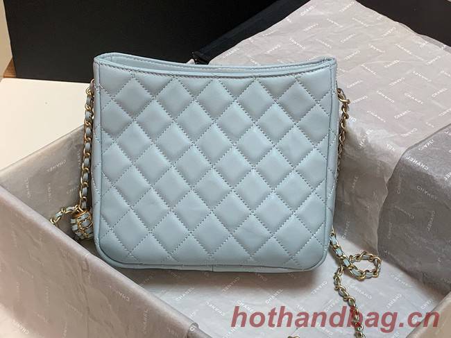 Chanel mini Shoulder Bag Lambskin&Gold-Tone Metal AS3259 sky blue