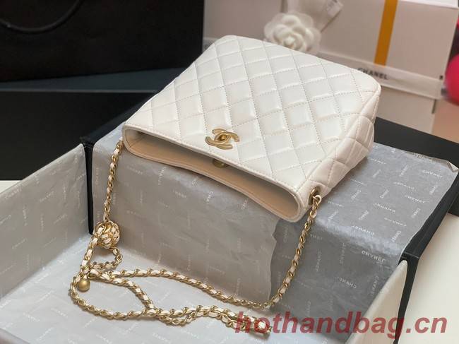 Chanel mini Shoulder Bag Lambskin&Gold-Tone Metal AS3259 white