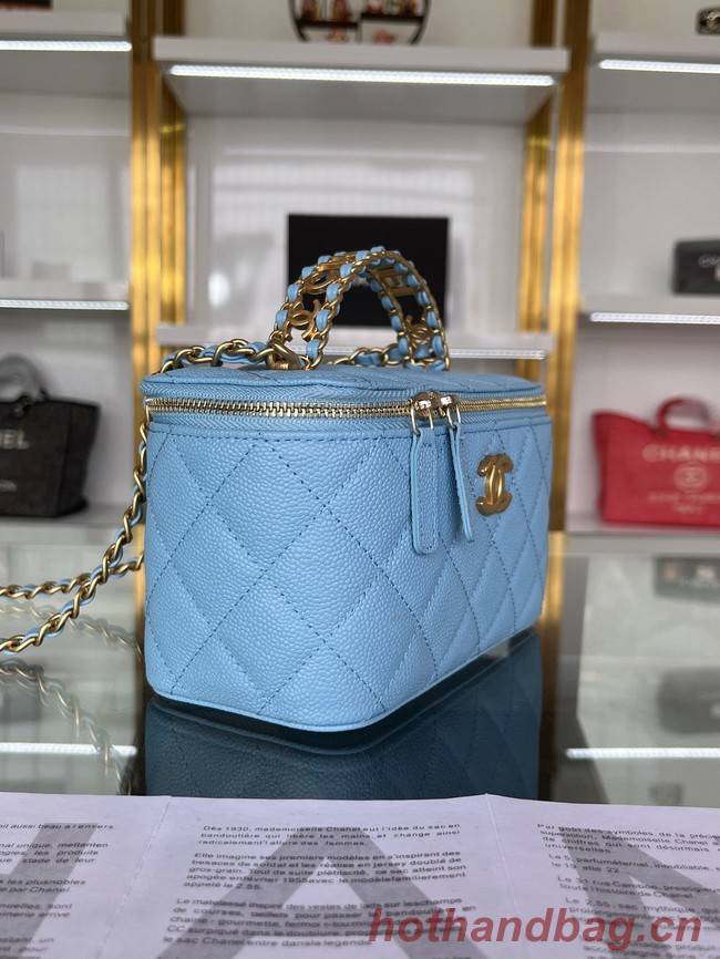 CHANEL HANDBAG Grained Calfskin&Gold-Tone Metal AP2805 blue