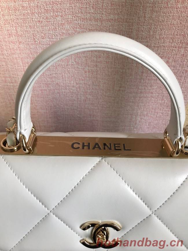 Chanel CC original lambskin top handle flap bag A92236 white&Gold-Tone Metal