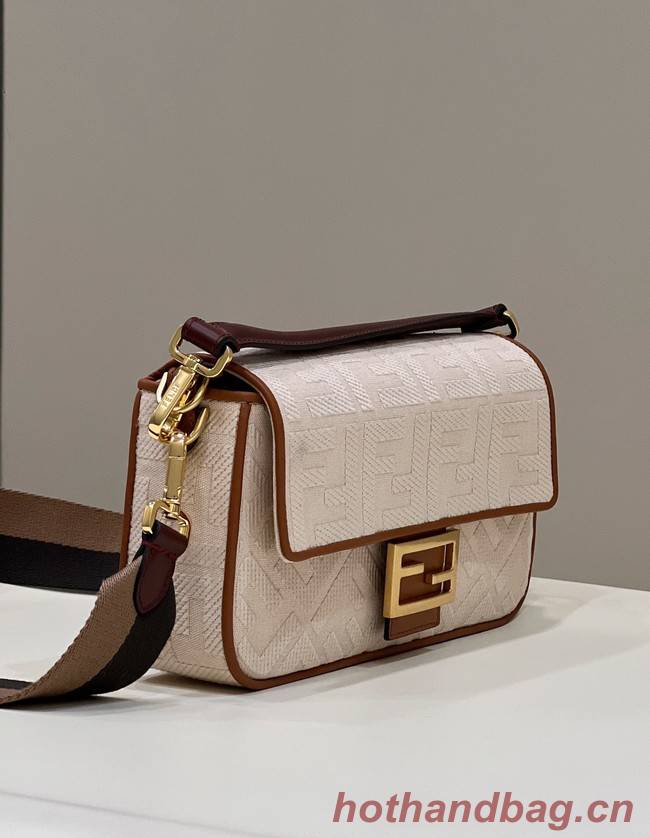 Fendi Baguette Chain FF fabric bag 8BR600A Beige