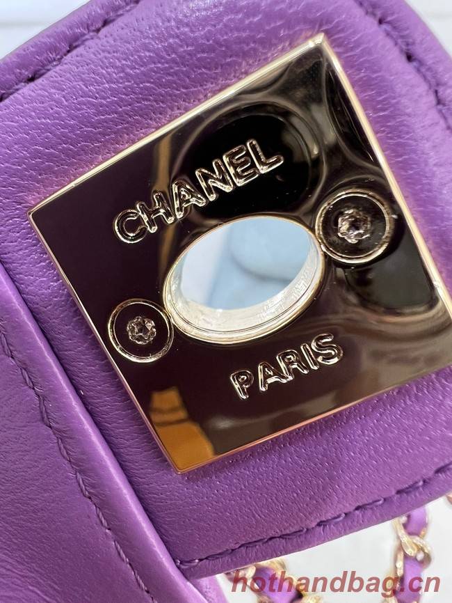 Chanel 2022S Love Heart mini Lambskin Crossbody Chain Bag AO2784 Purple