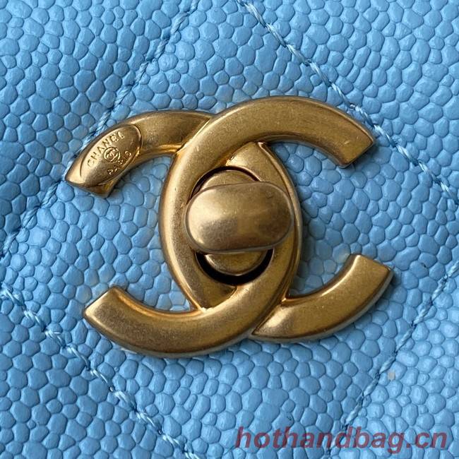 Chanel Shoulder Bag Grained Calfskin&Gold-Tone Metal AS3223 blue