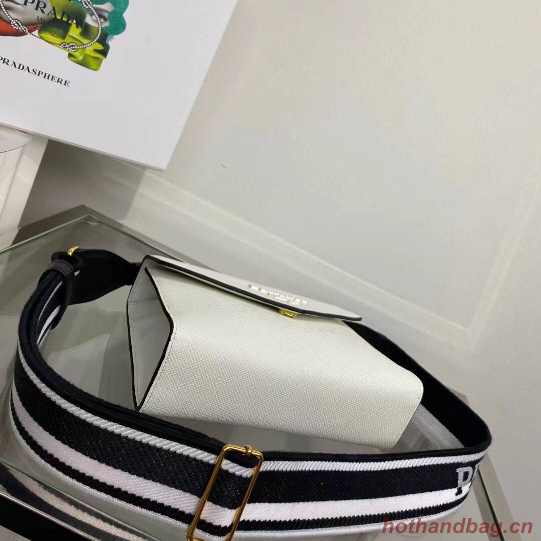 Prada Monochrome Saffiano and leather bag 1BD317 white