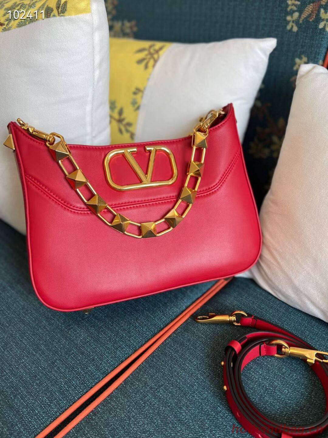 VALENTINO GARAVANI Loco Calf leather bag V2028 red