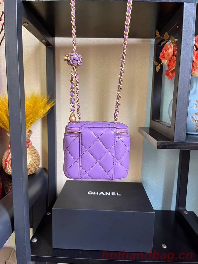 Chanel mini Shoulder Bag Lambskin & Gold-Tone Metal AP2929 Purple