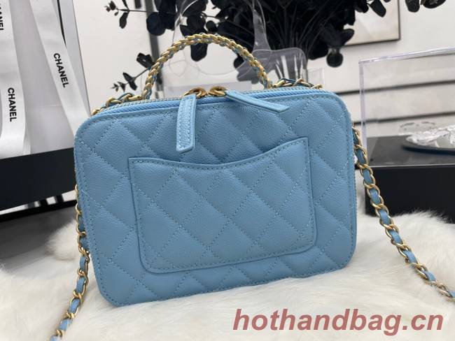 CHANEL HANDBAG Grained Calfskin&Gold-Tone Metal AP3222 blue