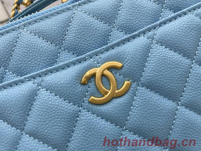 CHANEL HANDBAG Grained Calfskin&Gold-Tone Metal AP3222 blue