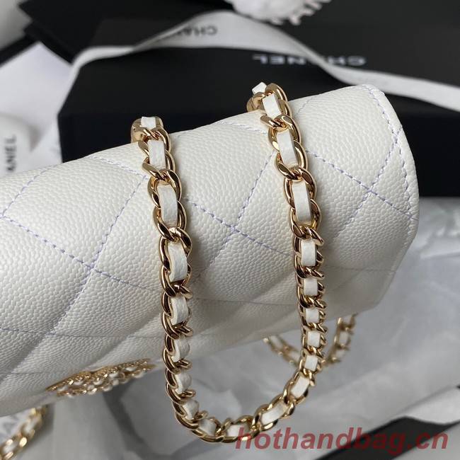 Chanel Grained Calfskin small Shoulder Bag AP2734 white