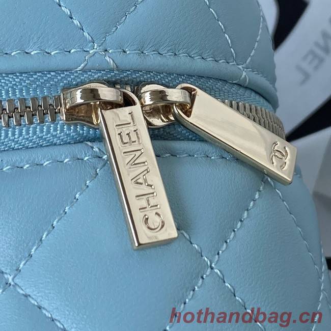 Chanel lambskin top handle bag AP2730 blue