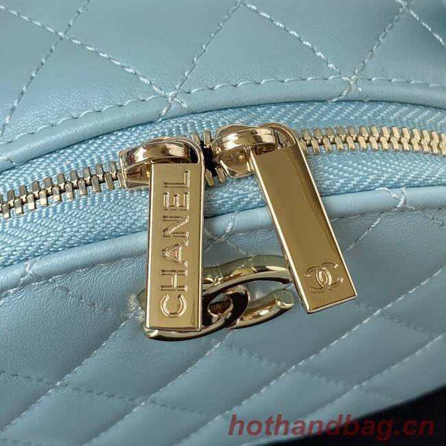 Chanel lambskin top handle bag AP27301 blue