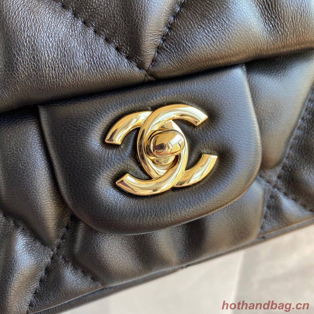 Chanel small flap Lingge bubble bag Calfskin & Gold-Tone Metal AS2232 black