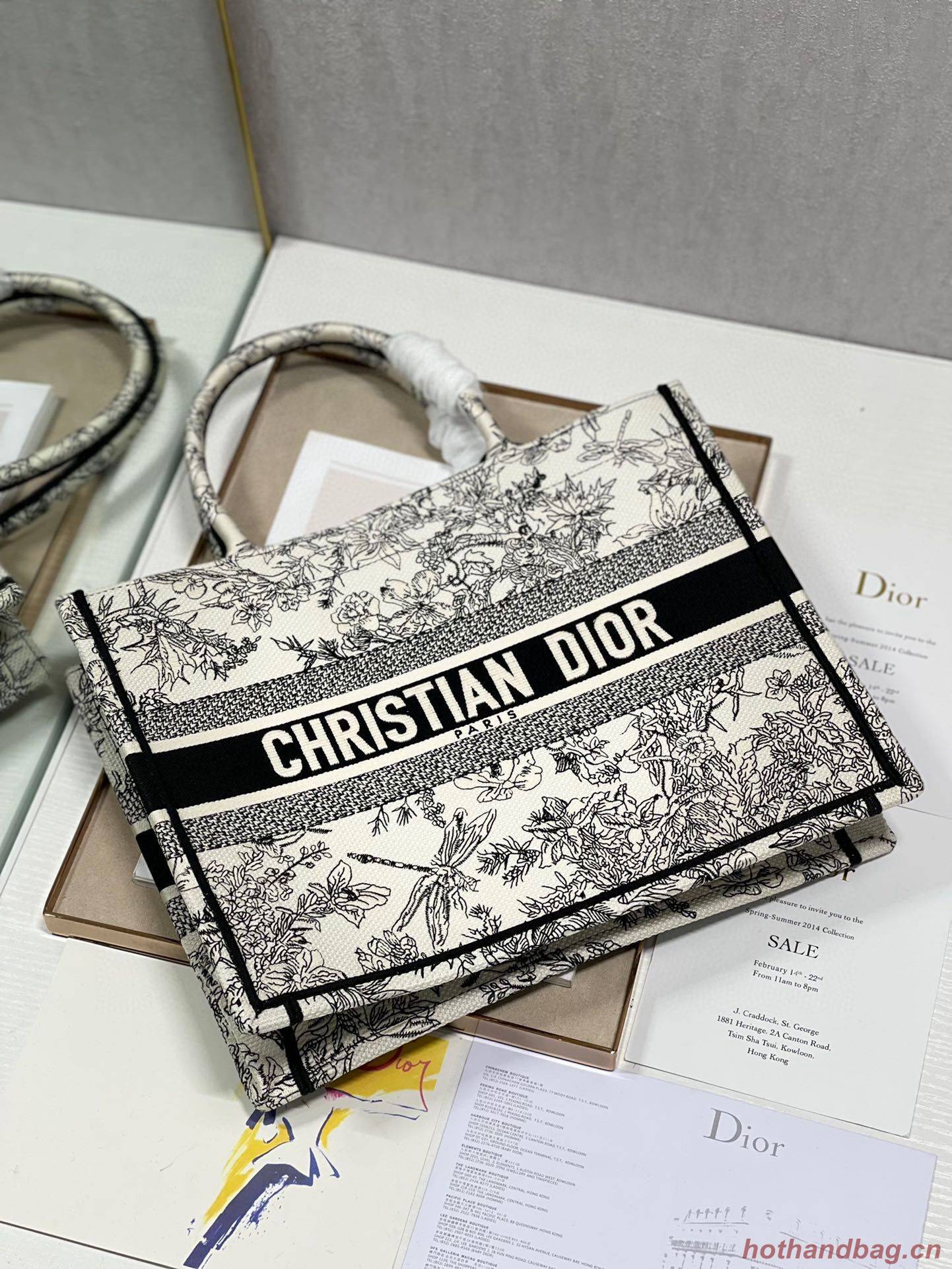 DIOR BOOK TOTE BAG DRAGONFLY DE JOUY M1286Z Black