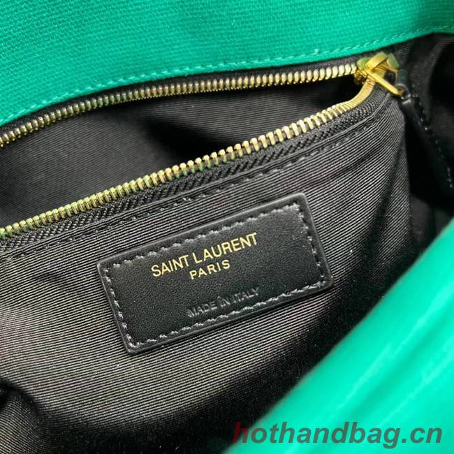 SAINT LAURENT PUFFER SMALL CHAIN BAG IN DENIM AND SMOOTH LEATHER 577476 green