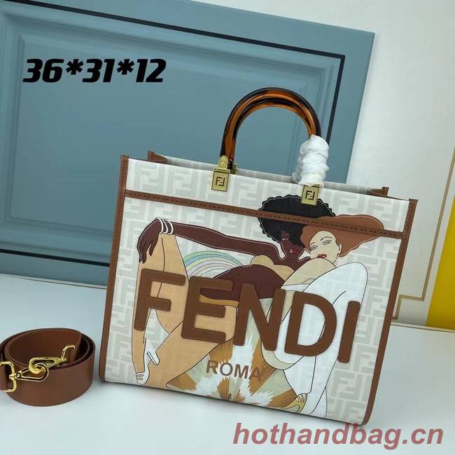 Fendi Tote Fabric Graffiti Print Shopping Bag 0002