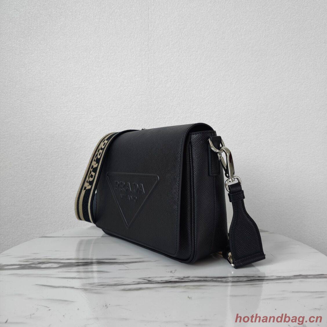 Prada Leather bag with shoulder strap 2BV031 black