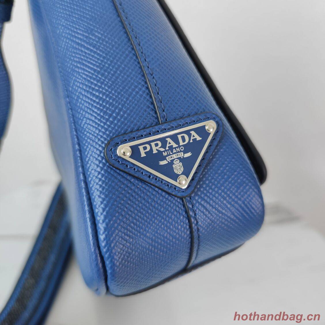 Prada Leather bag with shoulder strap 2BV031 blue