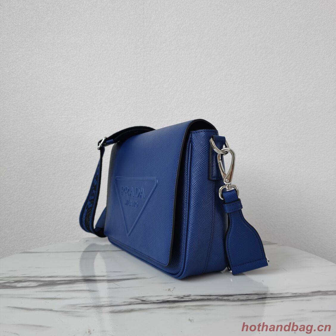 Prada Leather bag with shoulder strap 2BV031 blue