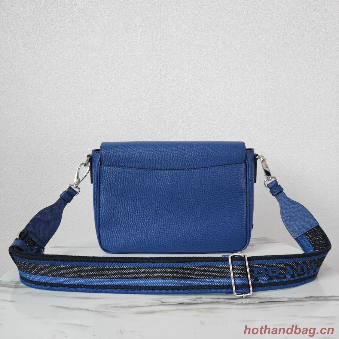 Prada Leather bag with shoulder strap 2BV031 blue