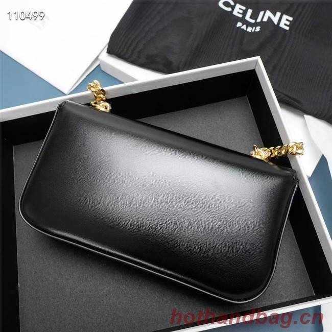 Celine CHAIN SHOULDER BAG TRIOMPHE IN SHINY CALFSKIN 199243 BLACK