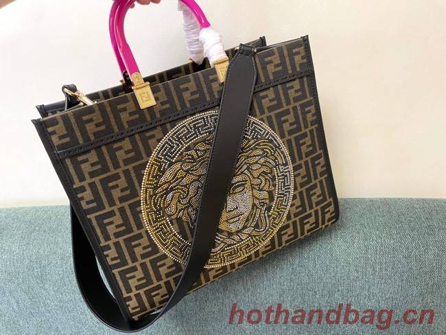 FENDI LARGE embroidery bag 8BH386AB brown