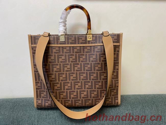 Fendi Sunshine Medium brown leather shopper 8BH386