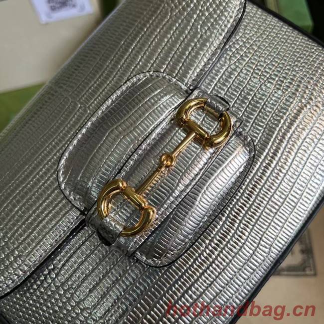 Gucci Horsebit 1955 lizard mini bag 675801 Silver