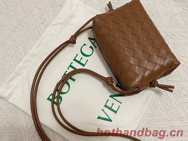 Bottega Veneta Mini intrecciato leather cross-body bag 680254 brown