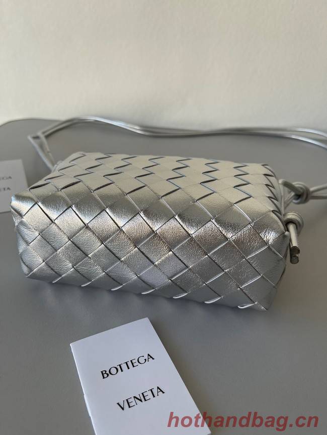 Bottega Veneta Mini intrecciato leather cross-body bag 680254 silver