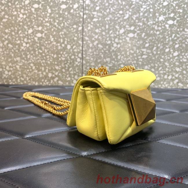 VALENTINO GARAVANI mini One Stud Sheepskin Shoulder Bag XW0P0X98H yellow