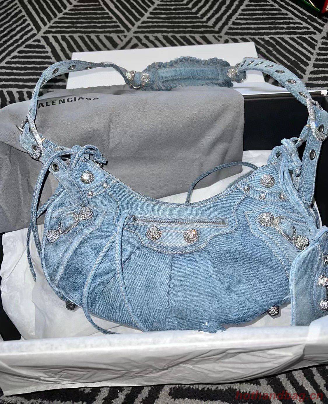 Balenciaga WOMENS LE CAGOLE MEDIUM SHOULDER BAG 27541 Denim