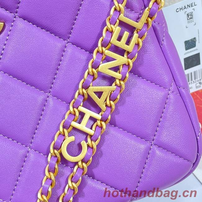 Chanel Shoulder Bag Grained Calfskin&Gold-Tone Metal AS3223 purple