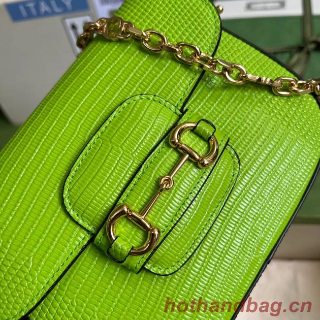 Gucci Horsebit 1955 lizard mini bag 675801 Fluorescent green