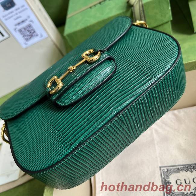 Gucci Horsebit 1955 lizard mini bag 675801 green