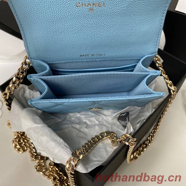 Chanel Grained Calfskin CLUTCH WITH CHAIN AP2758 blue