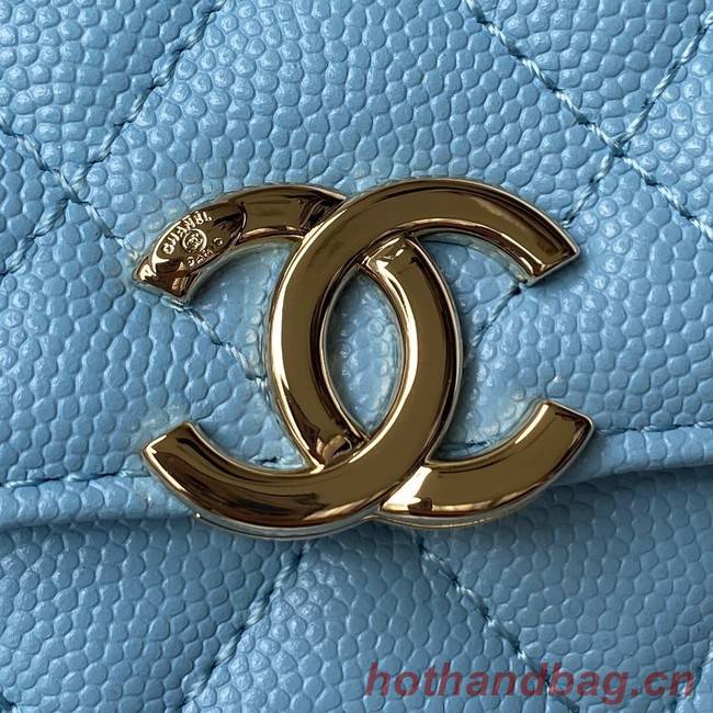 Chanel Grained Calfskin CLUTCH WITH CHAIN AP2758 blue