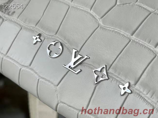 Louis Vuitton COUSSIN PM IN CROCODILE-EMBOSSED LACQUERED LEATHER M57790 white