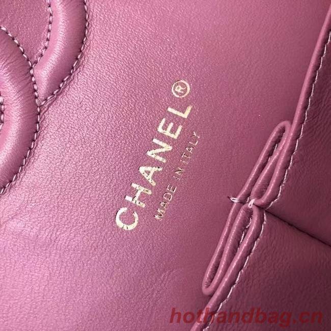 Chanel CLASSIC HANDBAG A01112 Dark Pink& gold