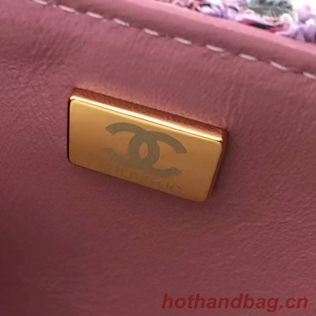 Chanel CLASSIC HANDBAG A01112 Dark Pink& gold