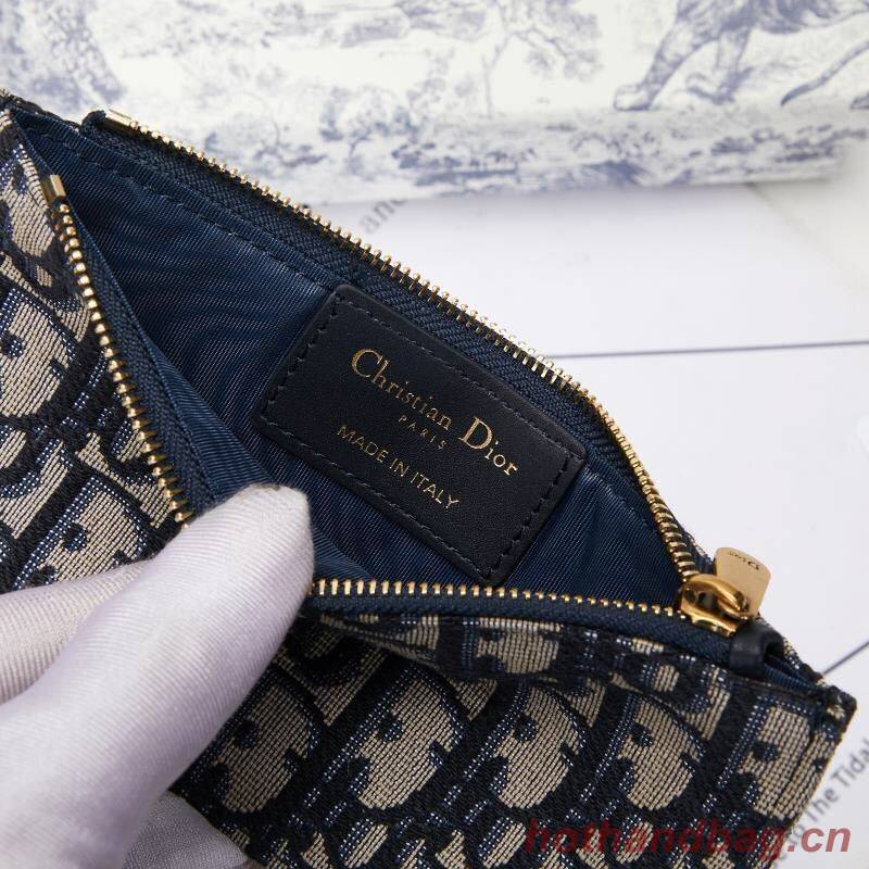 Dior SADDLE DENIM CANVAS Chain Clutch bag S5614 dark blue