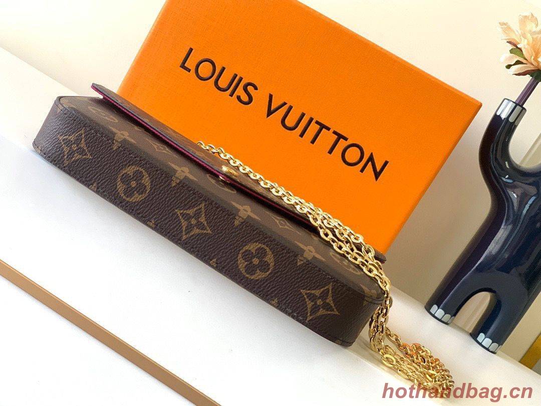 Louis Vuitton Monogram Canvas Felicie Chain Wallet M61276 Red