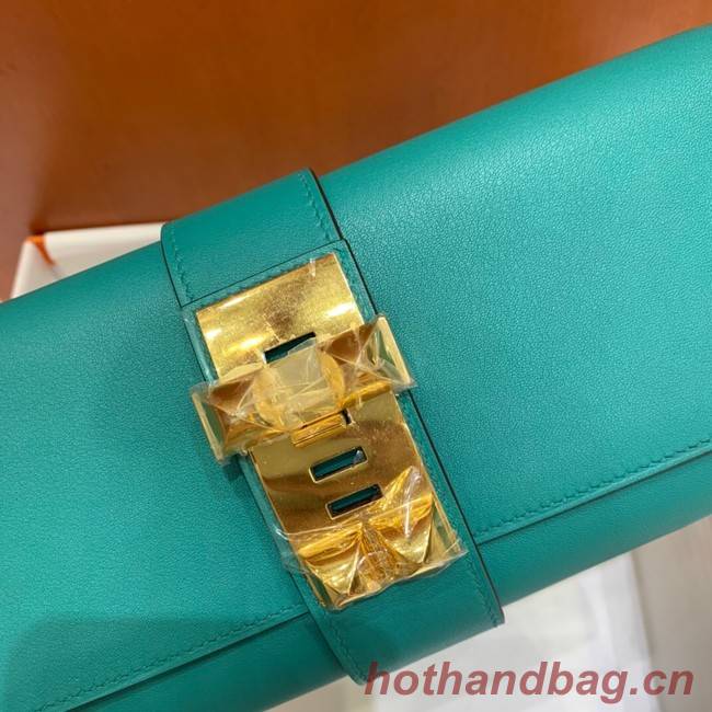 Hermes H Medor swift Leather Clutch 37566 Lake green&Gold hardware