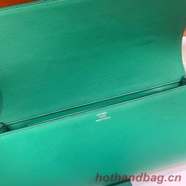 Hermes H Medor swift Leather Clutch 37566 green&Silver hardware