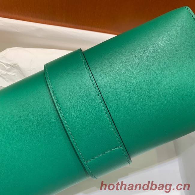 Hermes H Medor swift Leather Clutch 37566 green&Silver hardware