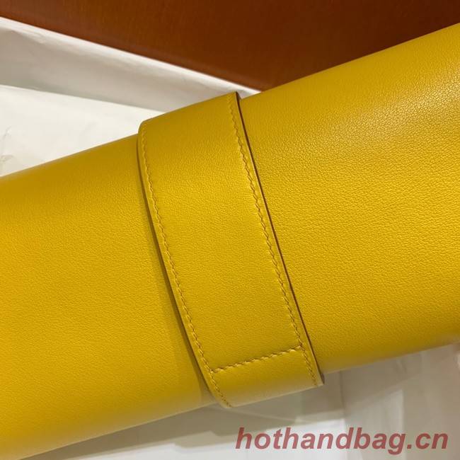 Hermes H Medor swift Leather Clutch 37566 yellow&Gold hardware