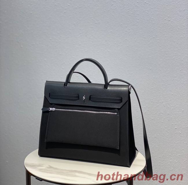 Hermes Herbag 31CM Original Canvas Leather & Calfskin 48887 black