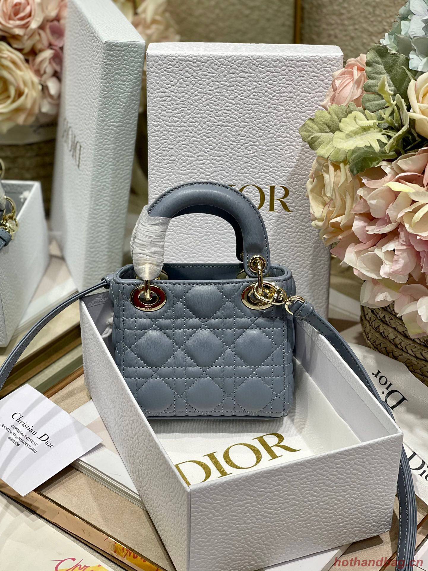 MICRO DIORAMOUR LADY DIOR BAG S08568 Gray & Gold-Tone Metal 