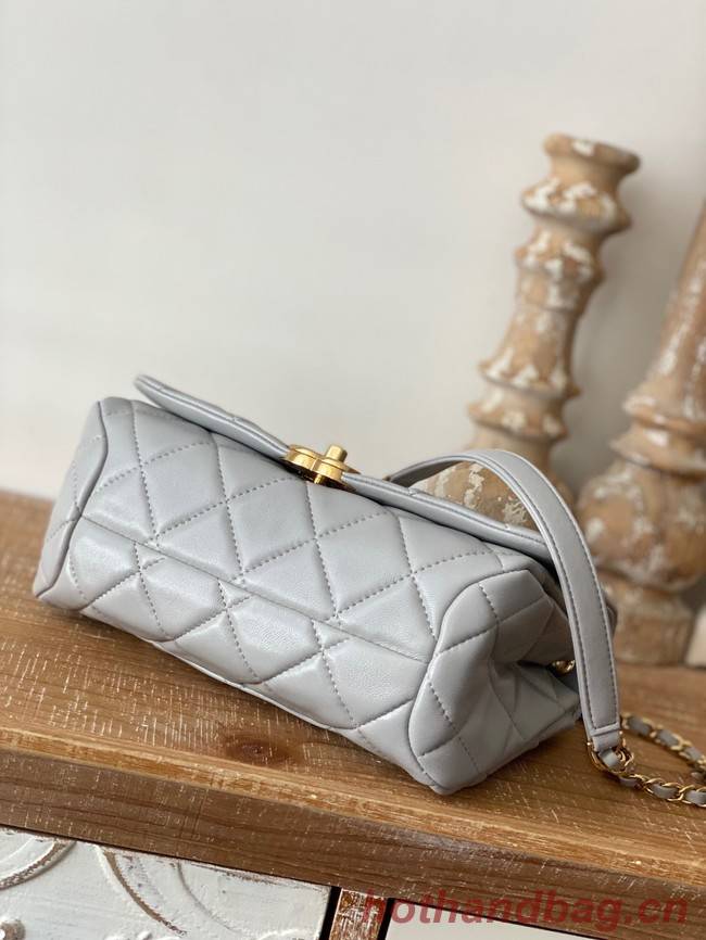 Chanel SMALL FLAP BAG Lambskin & Gold-Tone Metal AS3367 light gray